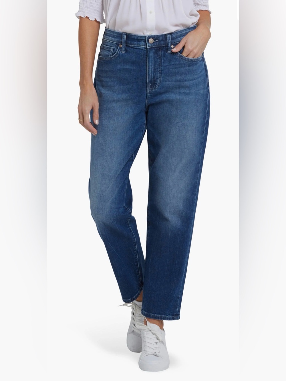 NYDJ Women's High rise Boyfriend Jeans Cool Marin/Medium Blue Relaxed 28” Denim
